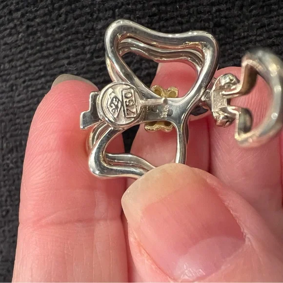 Tiffany & Co. Sterling Silver & 18k Gold Bow Earrings – Vintage Polished - Picture 7 of 9